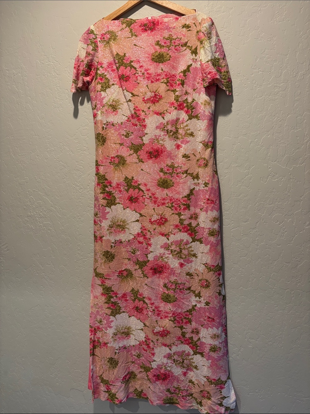 Vintage Handmade Floral Pink Maxi Dress
